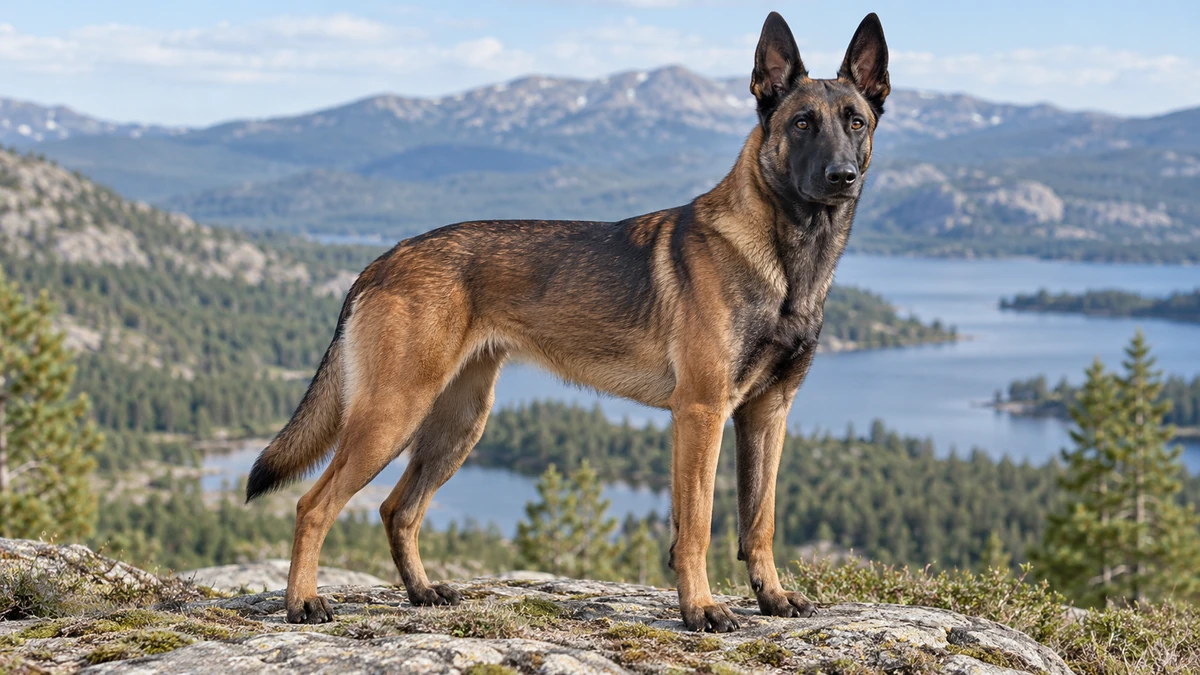 Belçika Kurdu köpek — siyah üstlemeli fawn renk