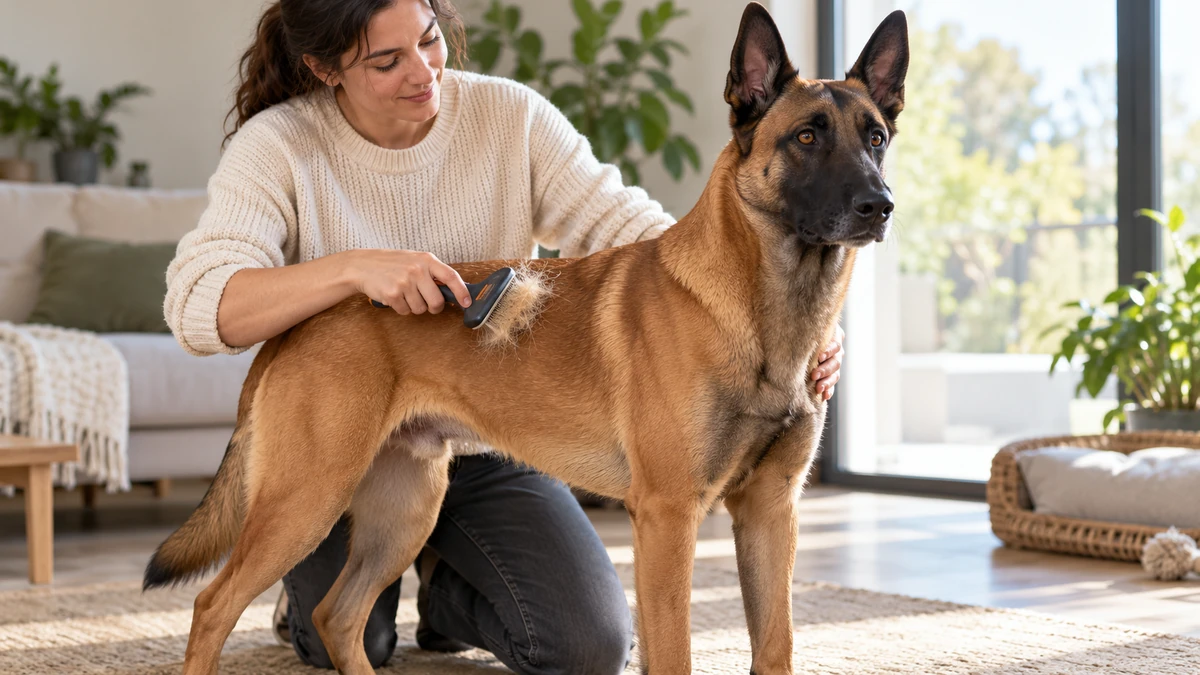 Belçika Kurdu yavru köpek — tüy bakımı ve fırçalama