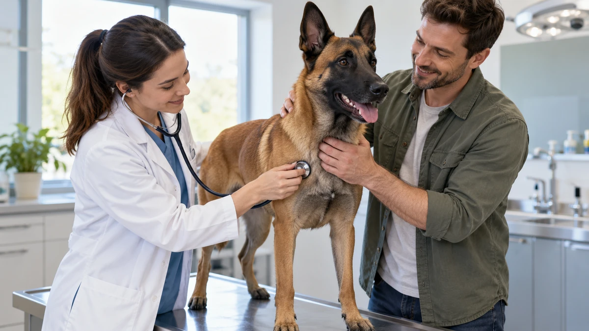 Belçika Kurdu köpek — veteriner kontrolü